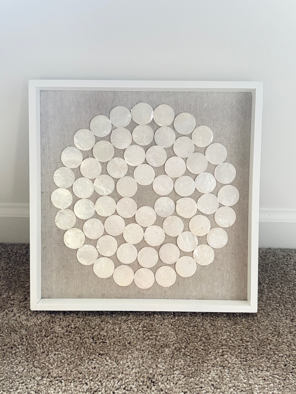 White & Cream Framed Piece - Faux Mother of Pearl